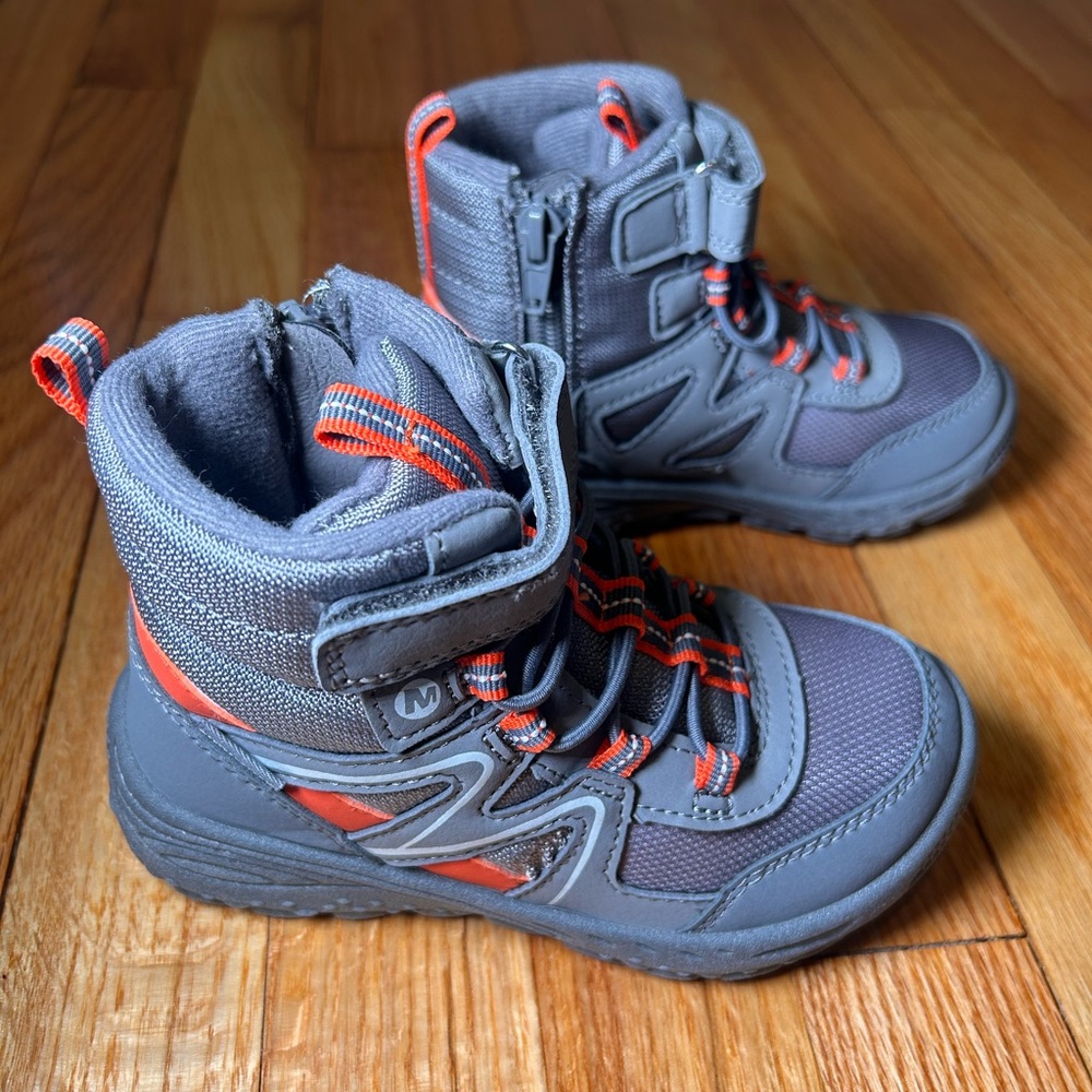 Merrell Kids Gray and Orange Boots